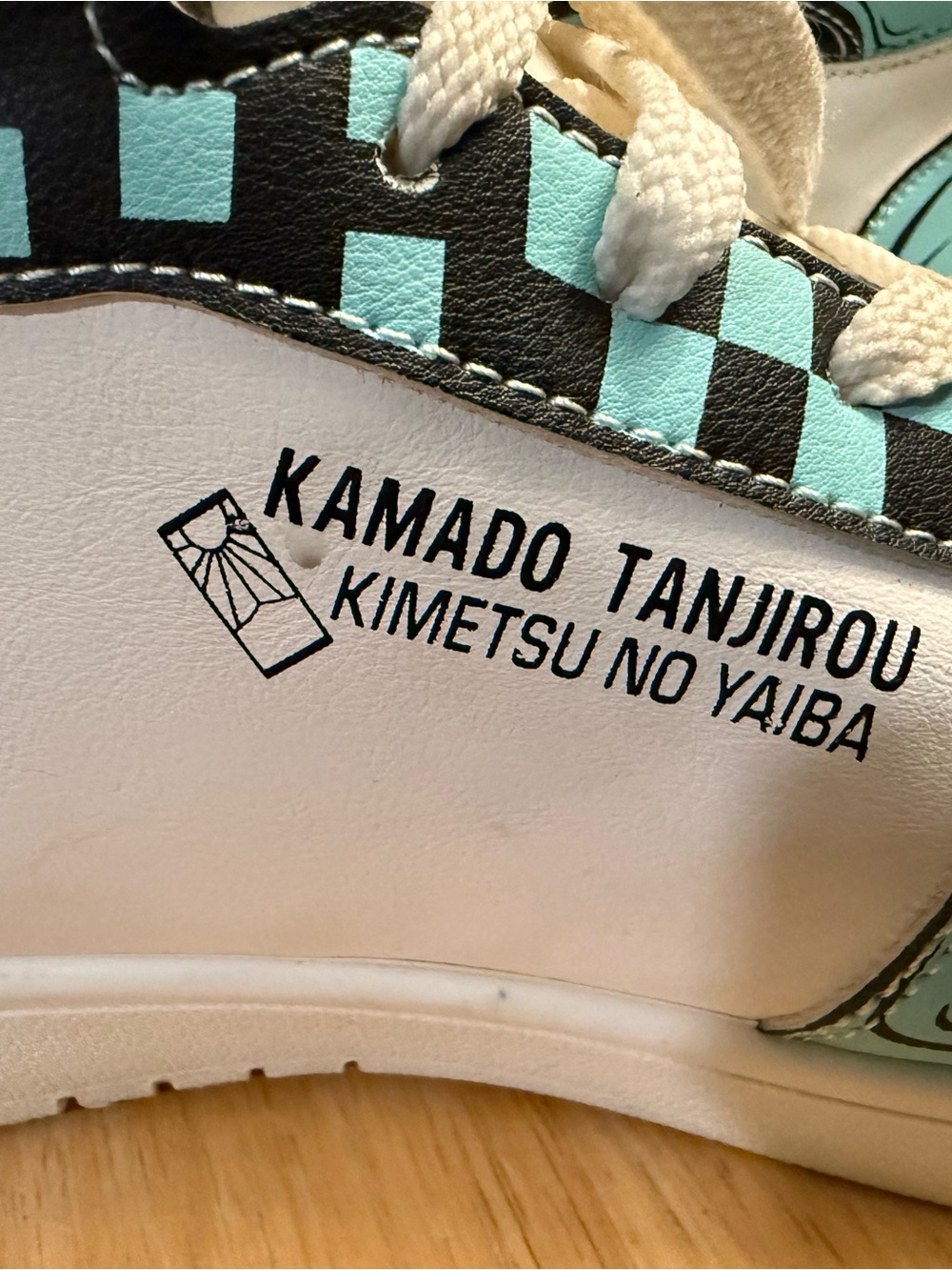 Tanjiro Kamado Anime High-Top Sneakers in Cream & Aqua - Picture 3 of 7